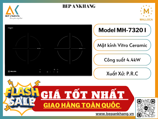 Bếp Từ 2 Vùng Nấu Malloca MH-7320 I - Mặt Kính Vitro Ceramic